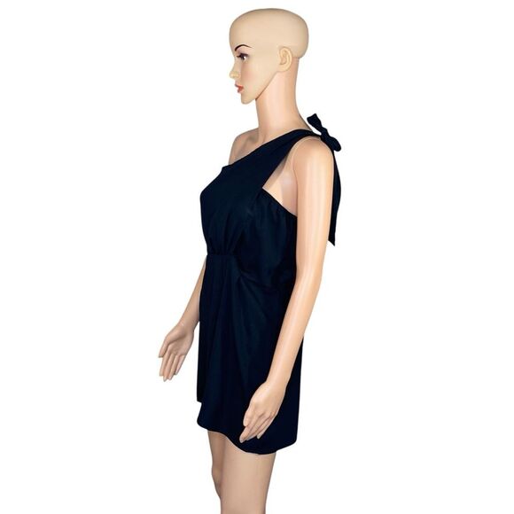 Shein One Shoulder Black Romper Womens Size Medium Flowy Summer Wear Wrap Style - Picture 2 of 5